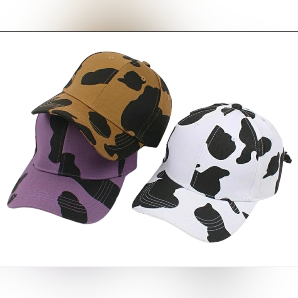 Brown And Black Cow Print Baseball Caps